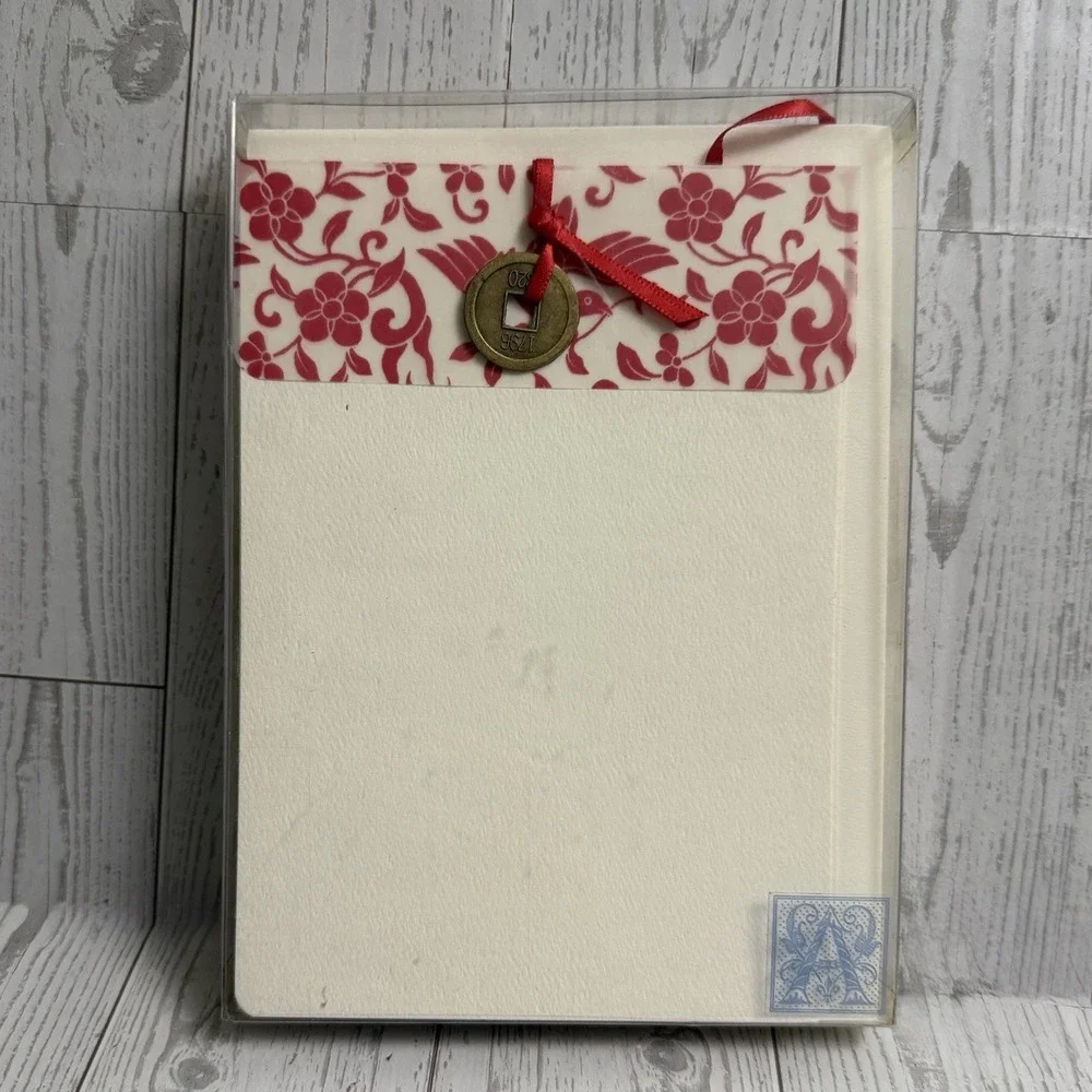 Atelier Du Papier Stationery Cards & Envelopes Chinese Coin Red Bird Flowers